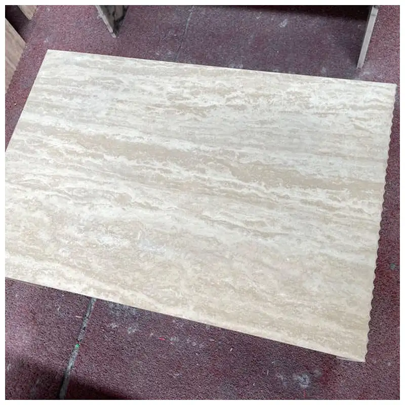 Beige Travertine Rectangle Side Table