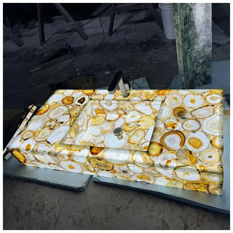 ব্রাউন অ্যাগেট ভ্যানিটি সিঙ্ক