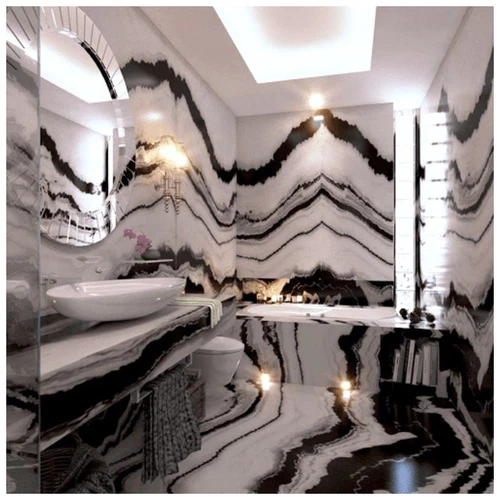 Panda Marble Bookmatched Wall Tiles Projects-KA UNITED Panda Marble Bookmatched Wall Tiles Projects-KA UNITED