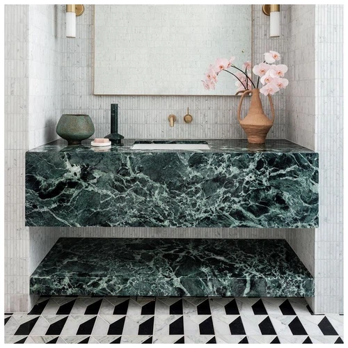 Green Marble Floating Vanity Bathroom Countertops-KA UNITED Green Marble Floating Vanity Bathroom Countertops-KA UNITED