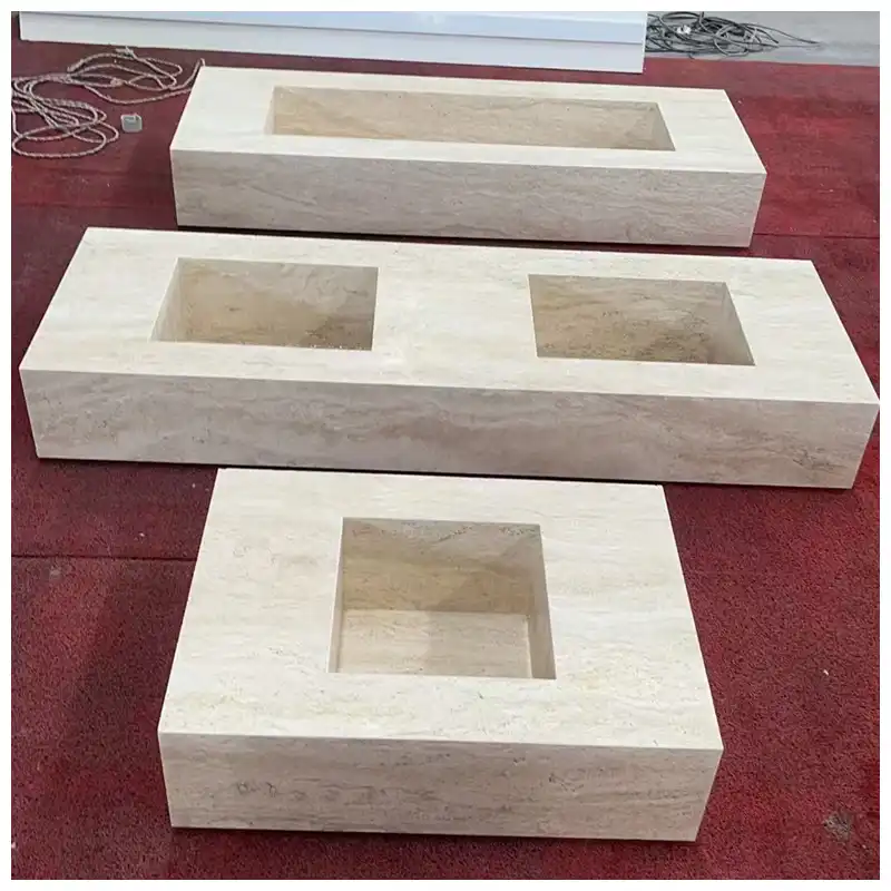 Ivory White Travertine Integrated Sinks Ivory White Travertine Integrated Sinks