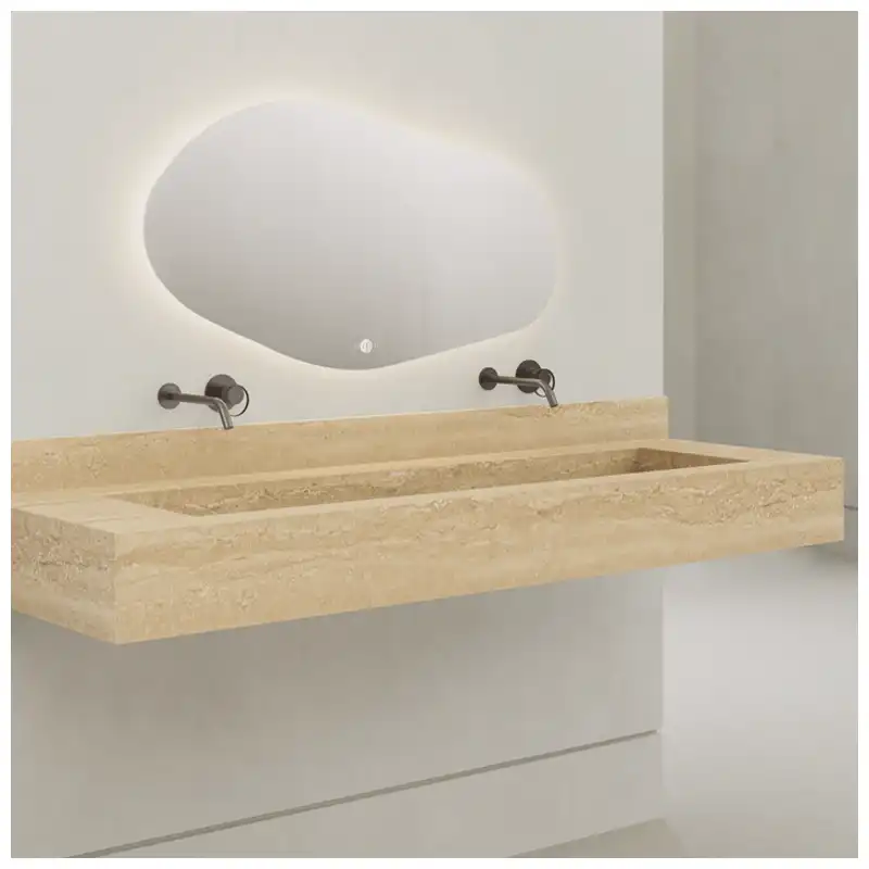 Ivory White Travertine Wall Hung Sinks For Luxury Villa Bathroom Ivory White Travertine Wall Hung Sinks For Luxury Villa Bathroom